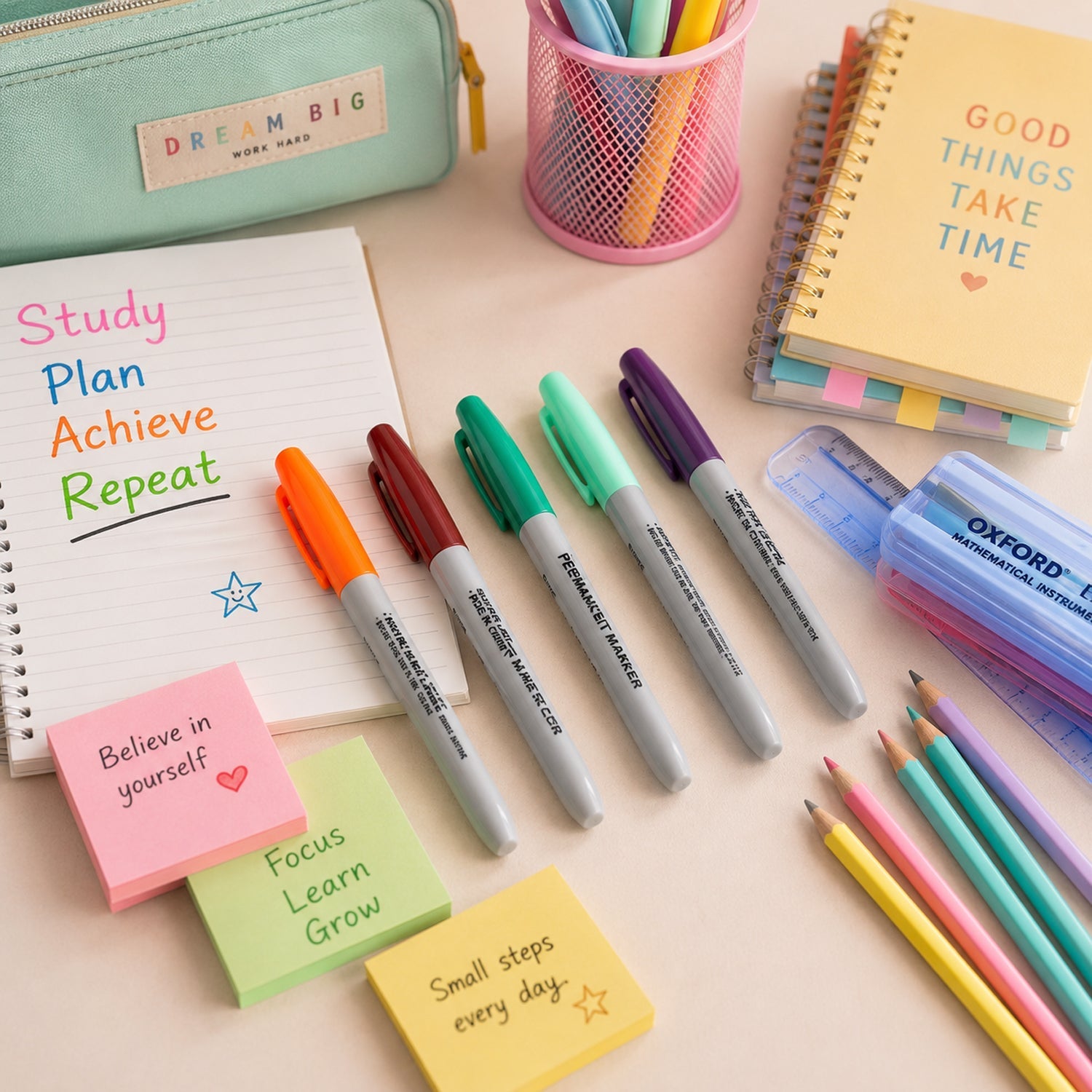 Mix Color Permanent Marker Pen Waterproof Quick Dry for Office School (1 Pc)