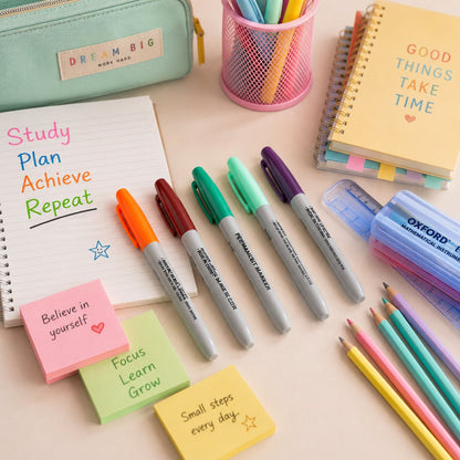 Mix Color Permanent Marker Pen Waterproof Quick Dry for Office School (1 Pc)