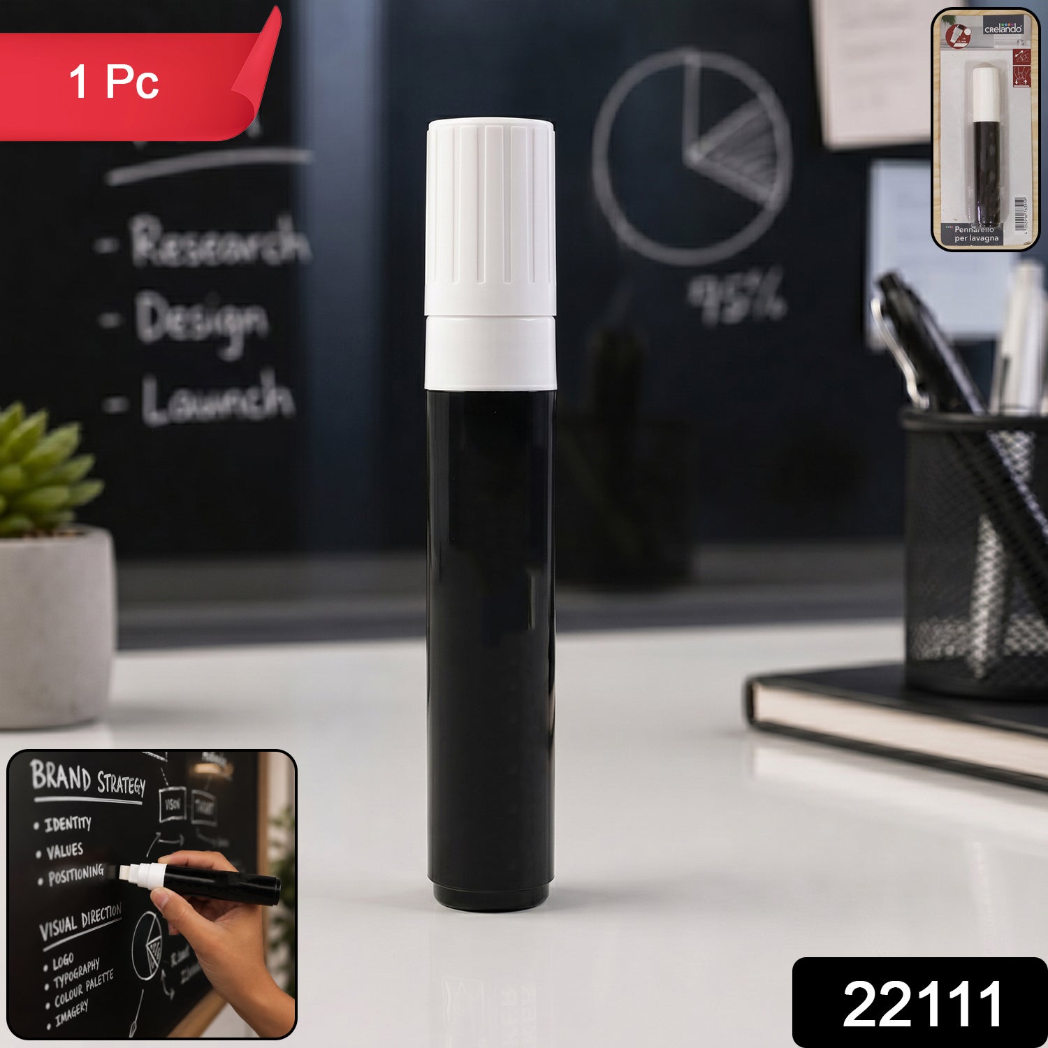Black Chalk Marker Pen Liquid Erasable for Chalkboard Glass Window Menu (1 Pc)