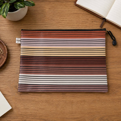 Spacious waterproof document pouch holding papers and stationery