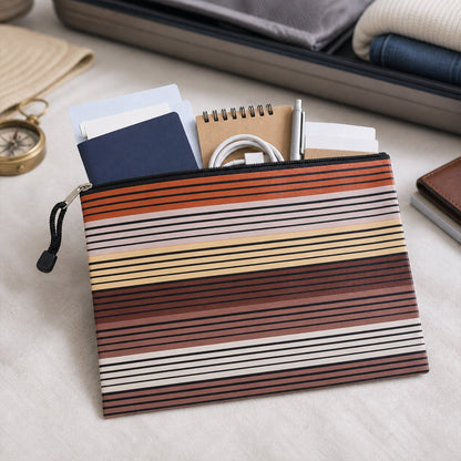 Organizer pouch packed with office documents and stationery