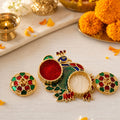 Peacock Kumkum Dani Kankavati – Elegant Pooja & Ritual Holder