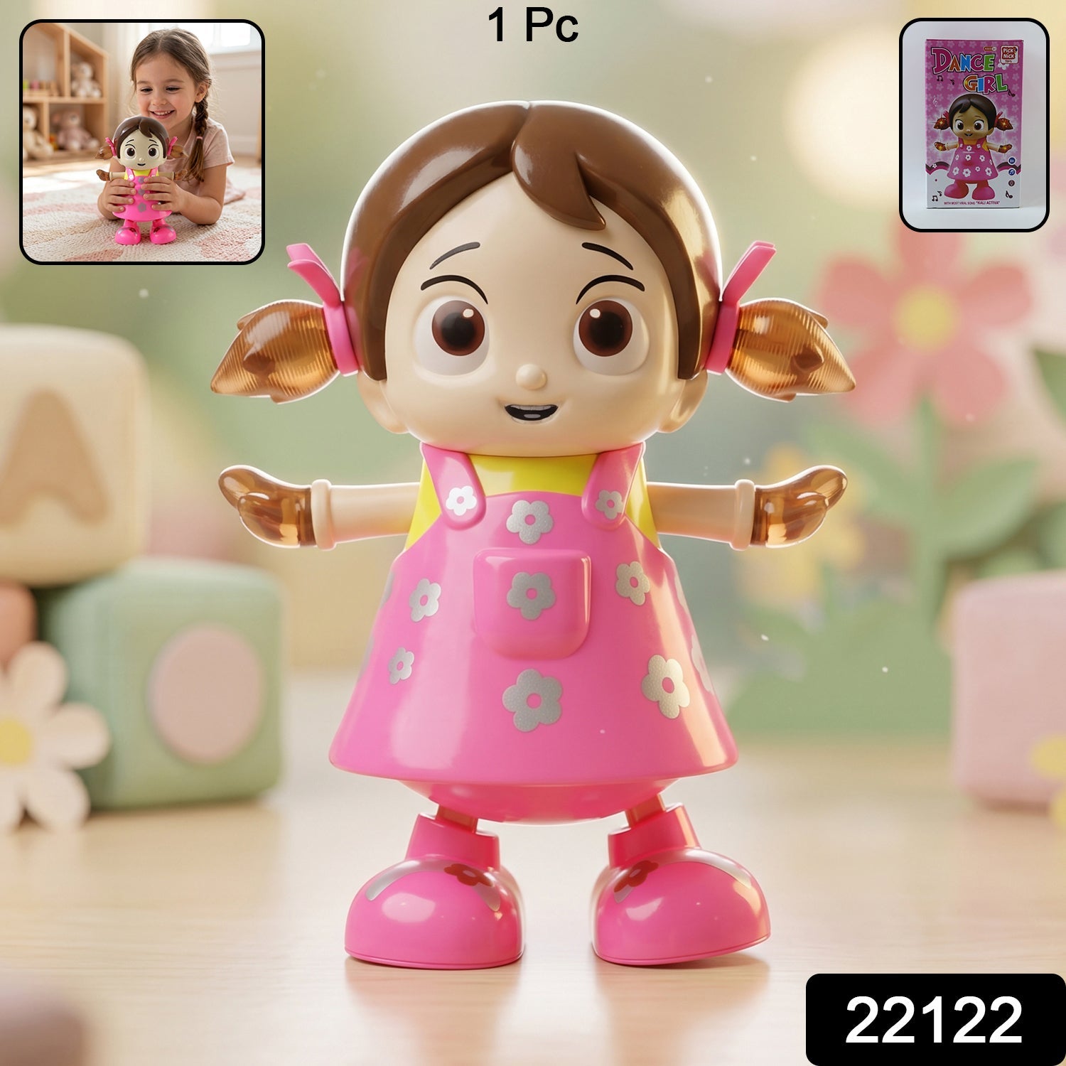 Dancing Girl Musical Light Toy with Rotating Movement Music for Kids (1 Pc)