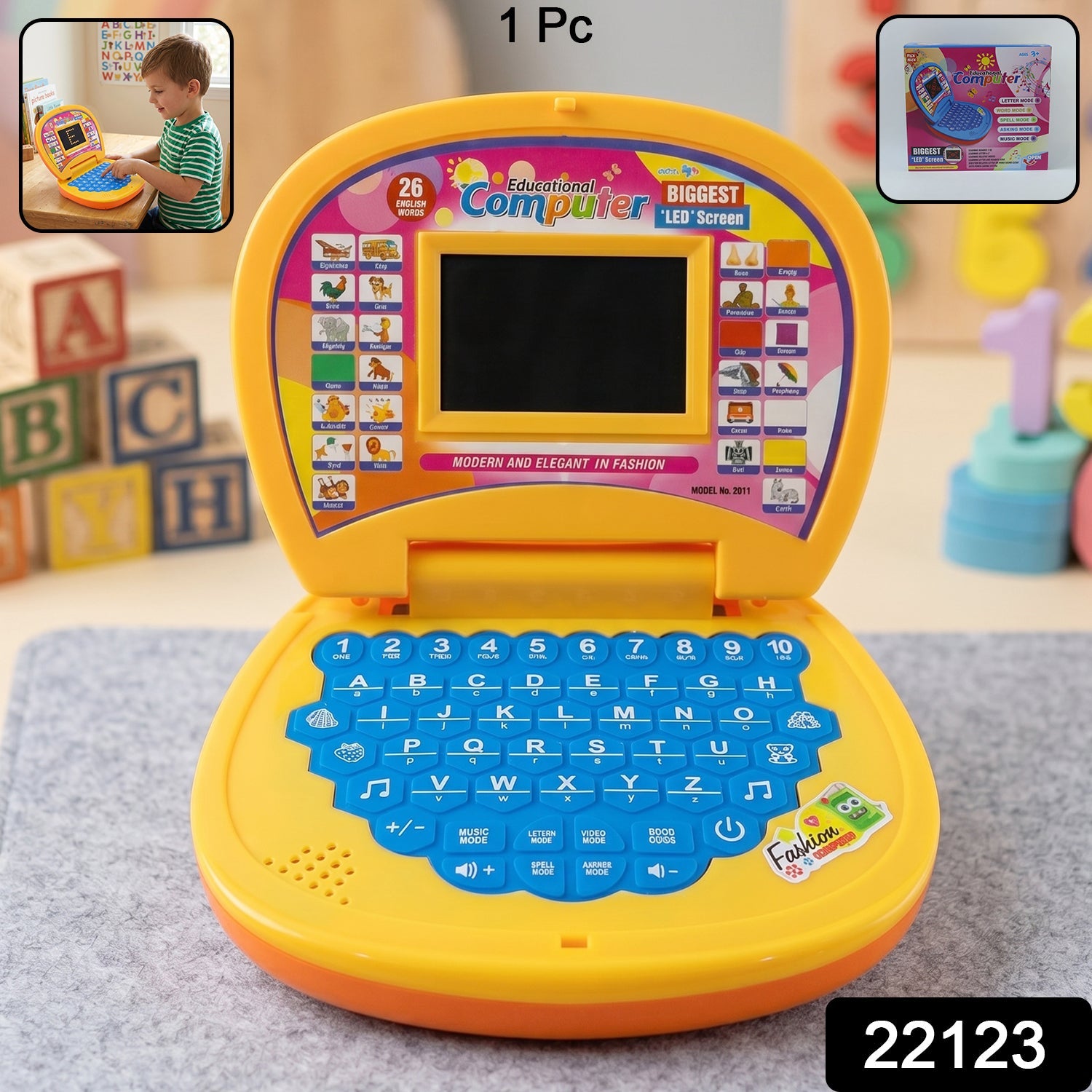 Kids Educational Laptop Learning Toy with Numbers Alphabets Music for Kids (1 Pc)