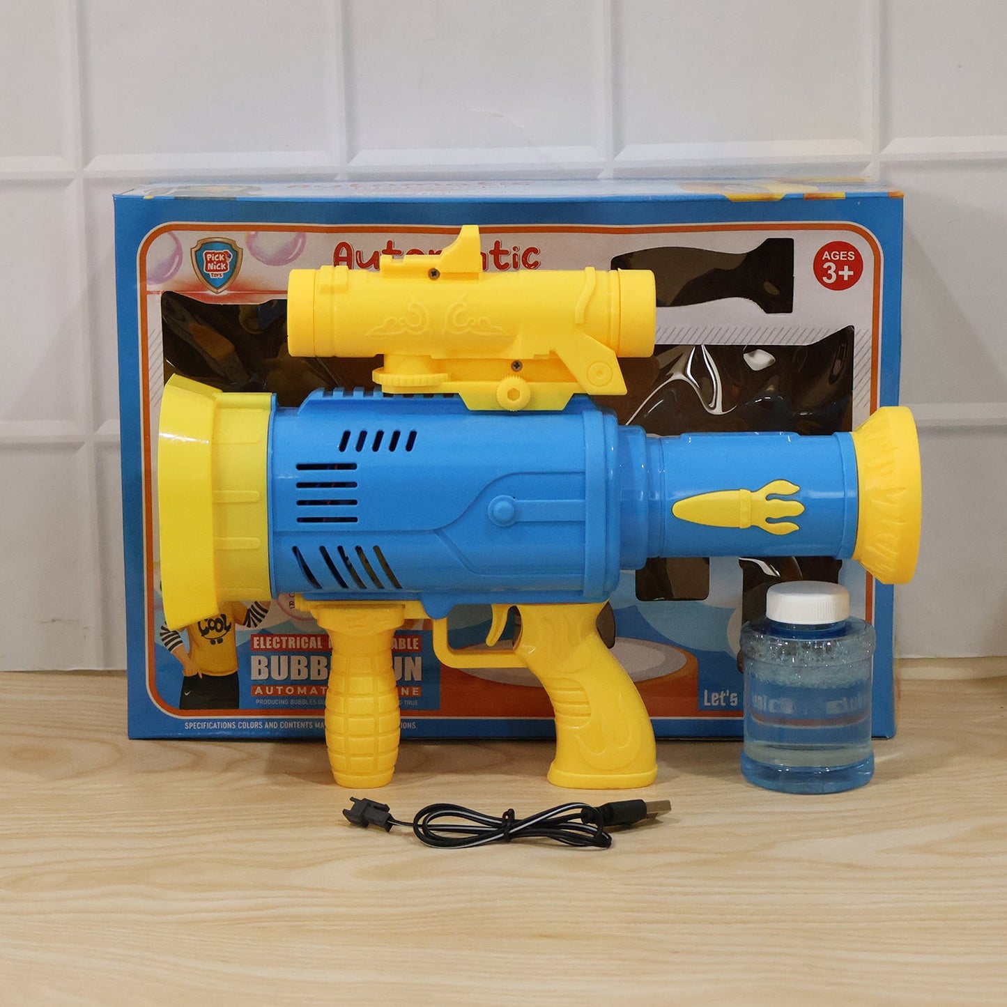 Automatic Rechargeable Bubble Gun Toy with Lights Bubble Maker for Kids (1 Pc)
