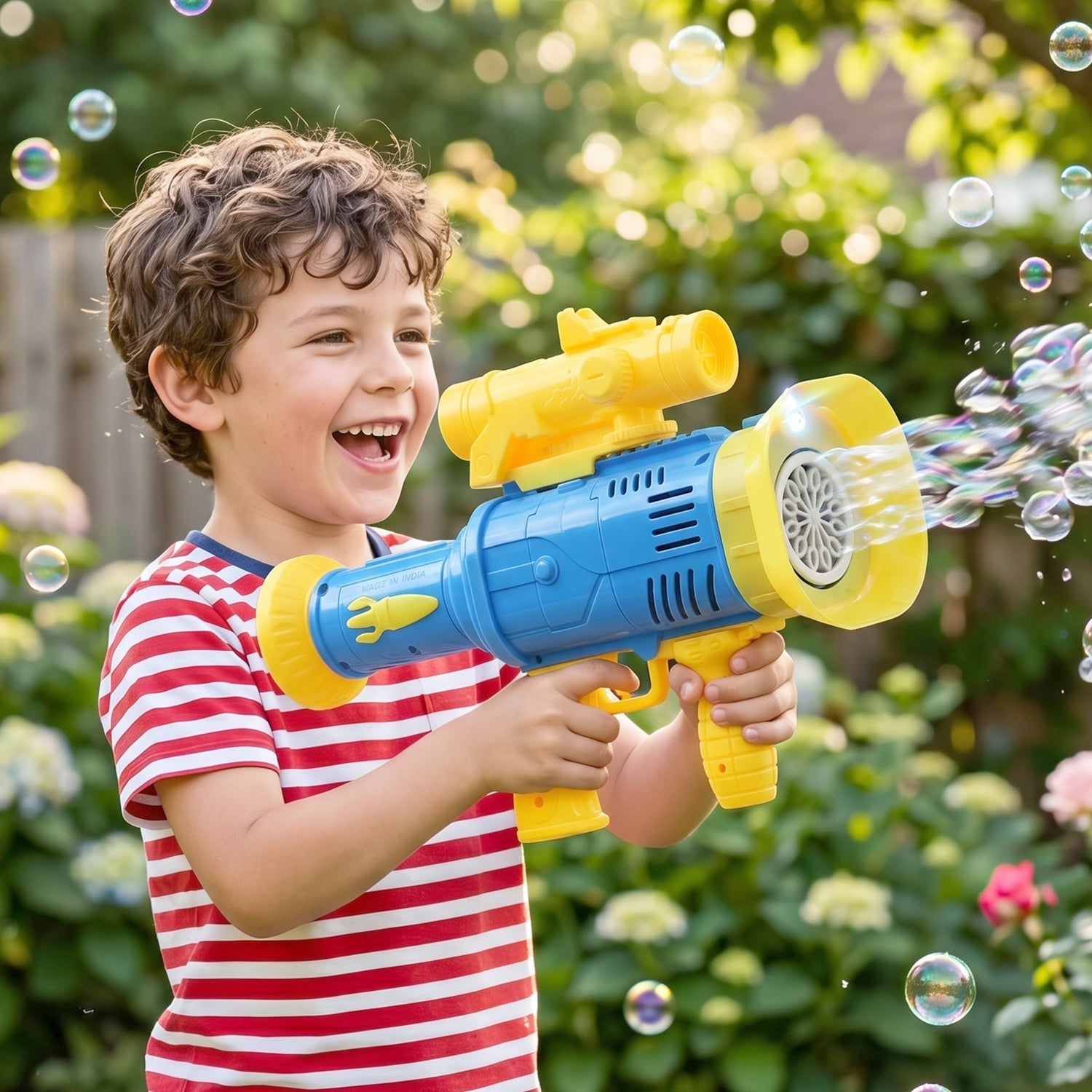Automatic Rechargeable Bubble Gun Toy with Lights Bubble Maker for Kids (1 Pc)