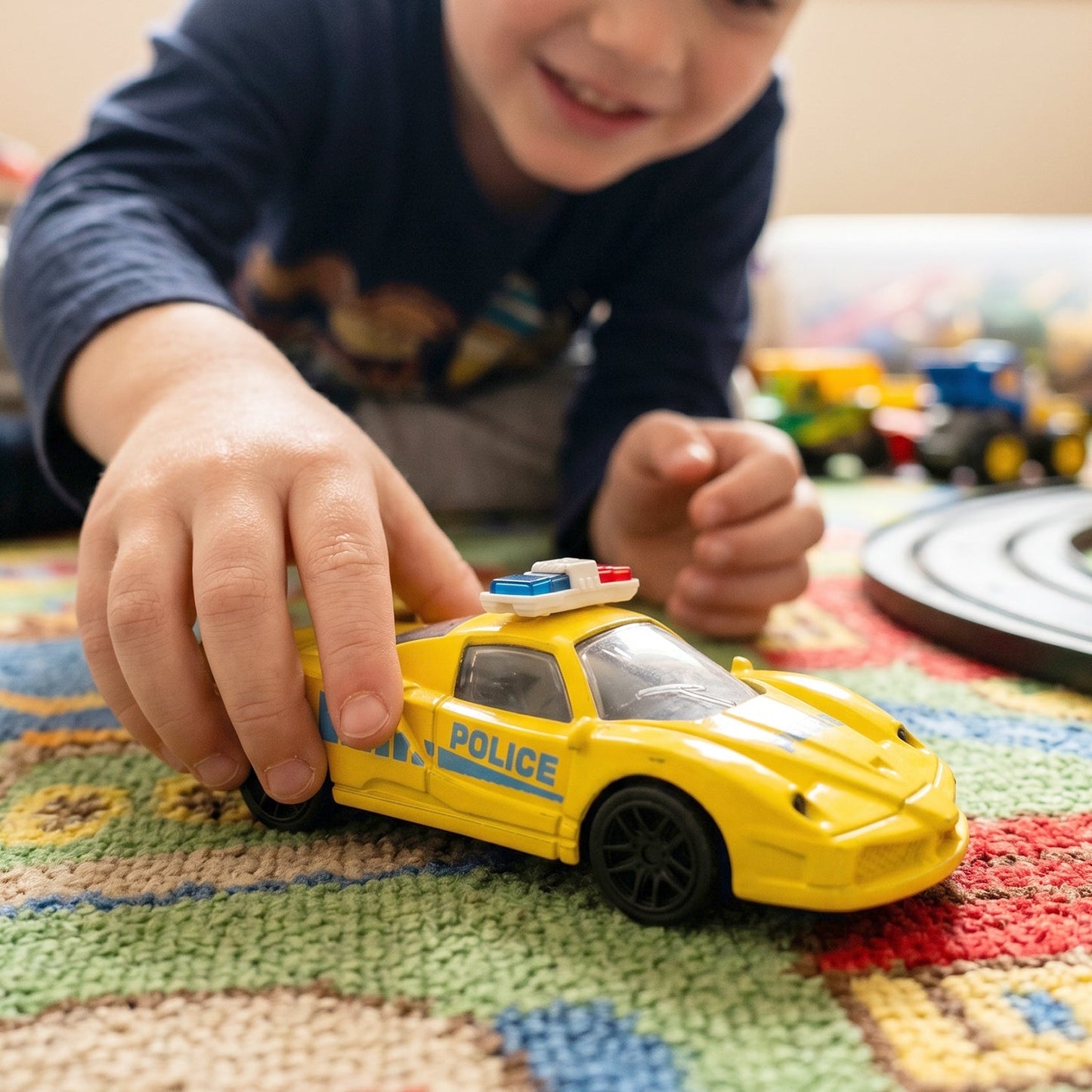 Police Design Mini Toy Car Pull-Back Friction Racing Car for Kids (1 Pc)
