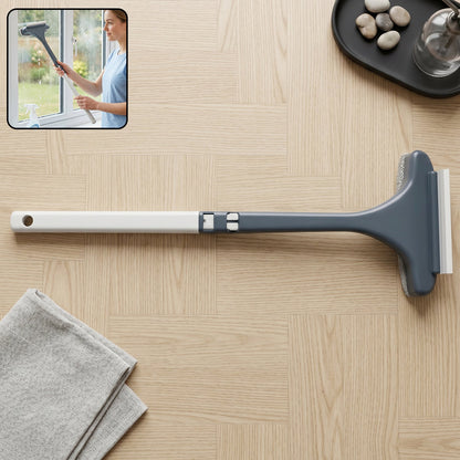 Close-up of 2 in 1 window glass cleaning wiper for streak-free cleaning