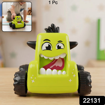 Cartoon Monster Push Back Car Toy Friction Mini Racing Car for Kids (1 Pc)
