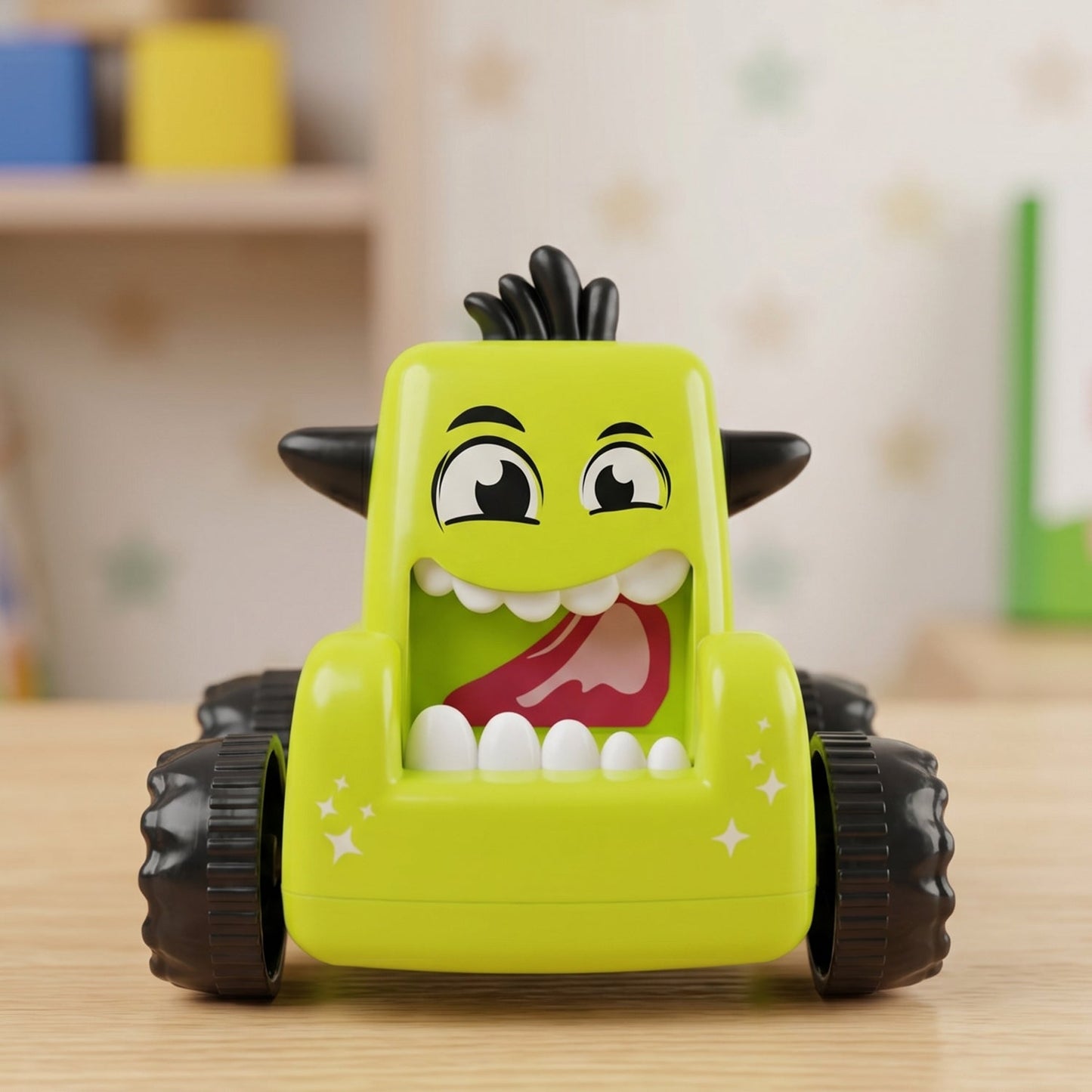 Cartoon Monster Push Back Car Toy Friction Mini Racing Car for Kids (1 Pc)
