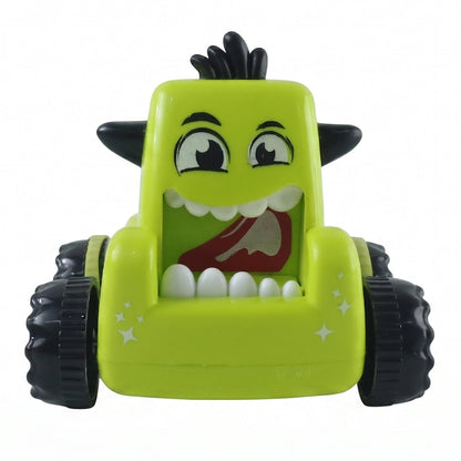 Cartoon Monster Push Back Car Toy Friction Mini Racing Car for Kids (1 Pc)