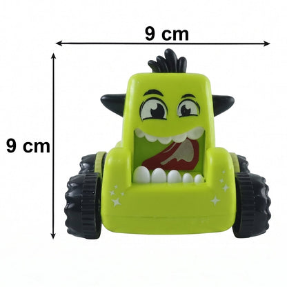 Cartoon Monster Push Back Car Toy Friction Mini Racing Car for Kids (1 Pc)
