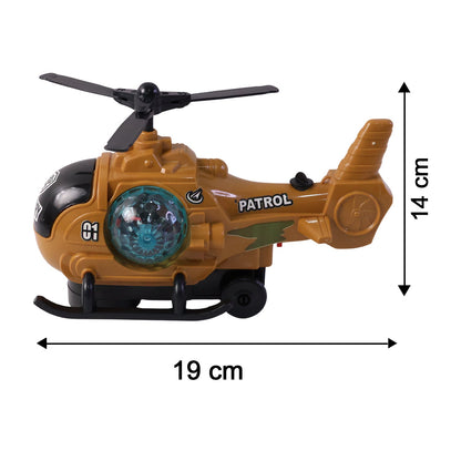 Military Spray Helicopter Toy Bump and Go with Lights Music Mist for Kids (1 Pc)