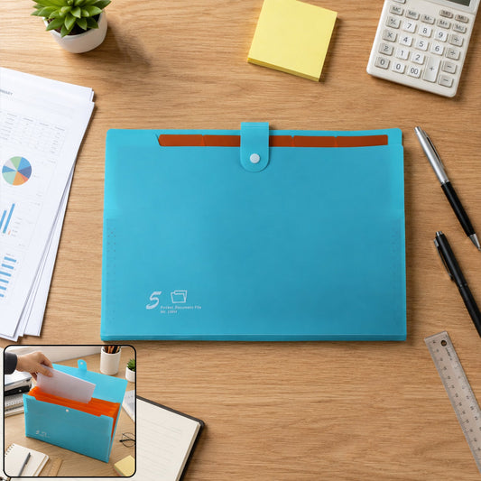 A4 expandable 5 pocket document folder