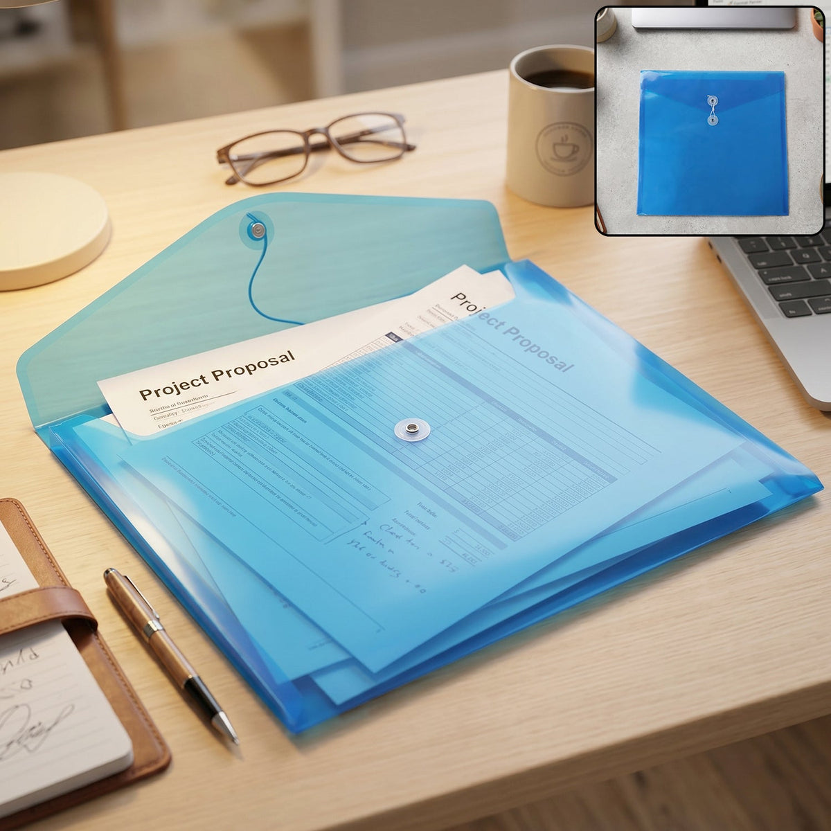 Plastic document folder waterproof A4 closure