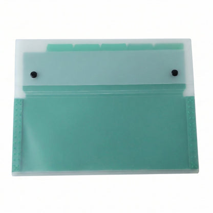 Side view of lightweight plastic document folder with expandable pockets