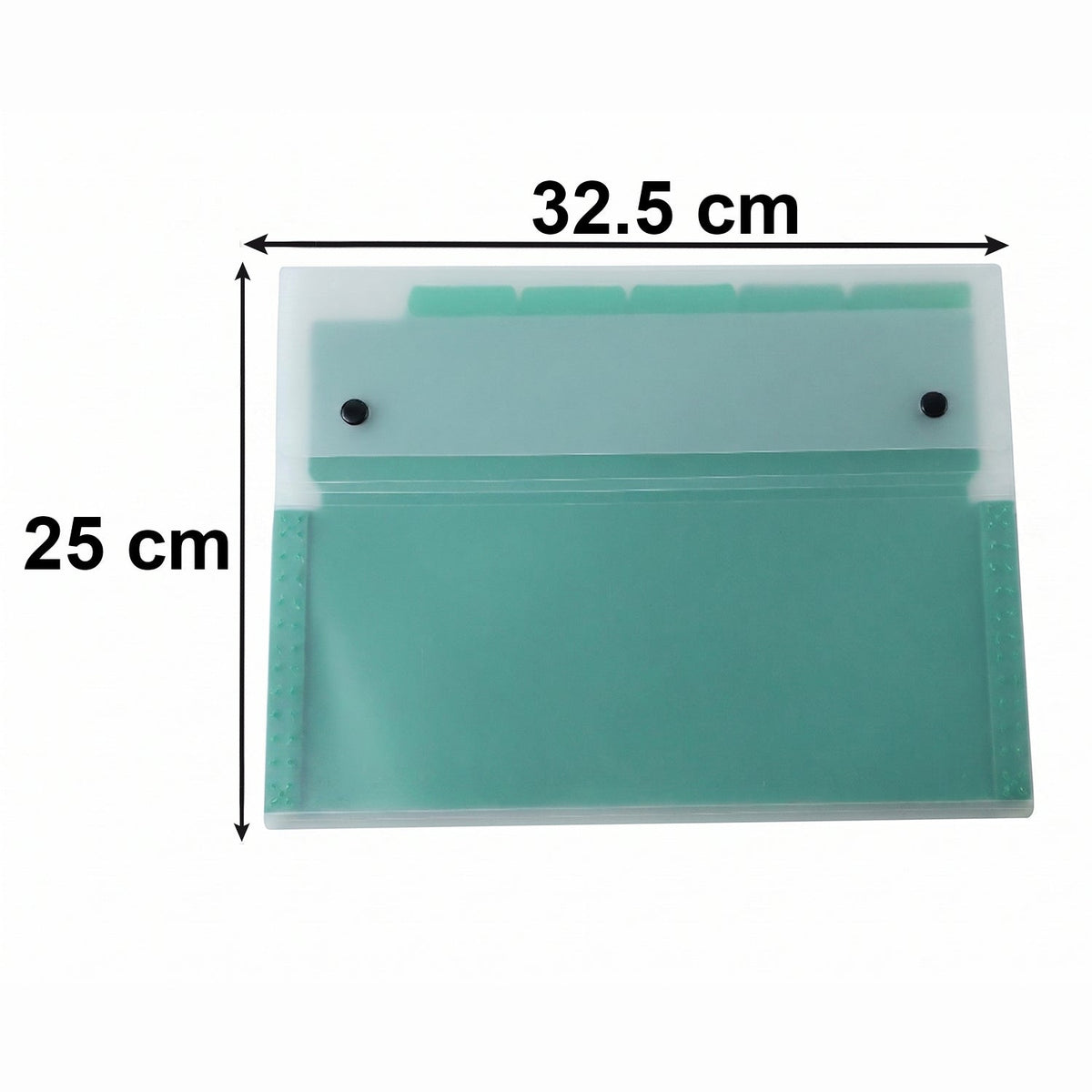 Size and dimension of plastic file folder showing length, breadth, and height