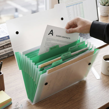 Plastic 6 Pocket Document File Folder – Organizes papers efficiently