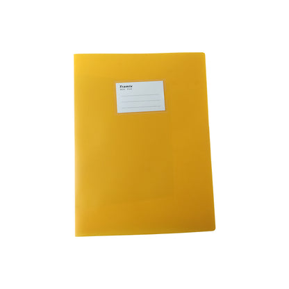 Plastic document box file front view on white background
