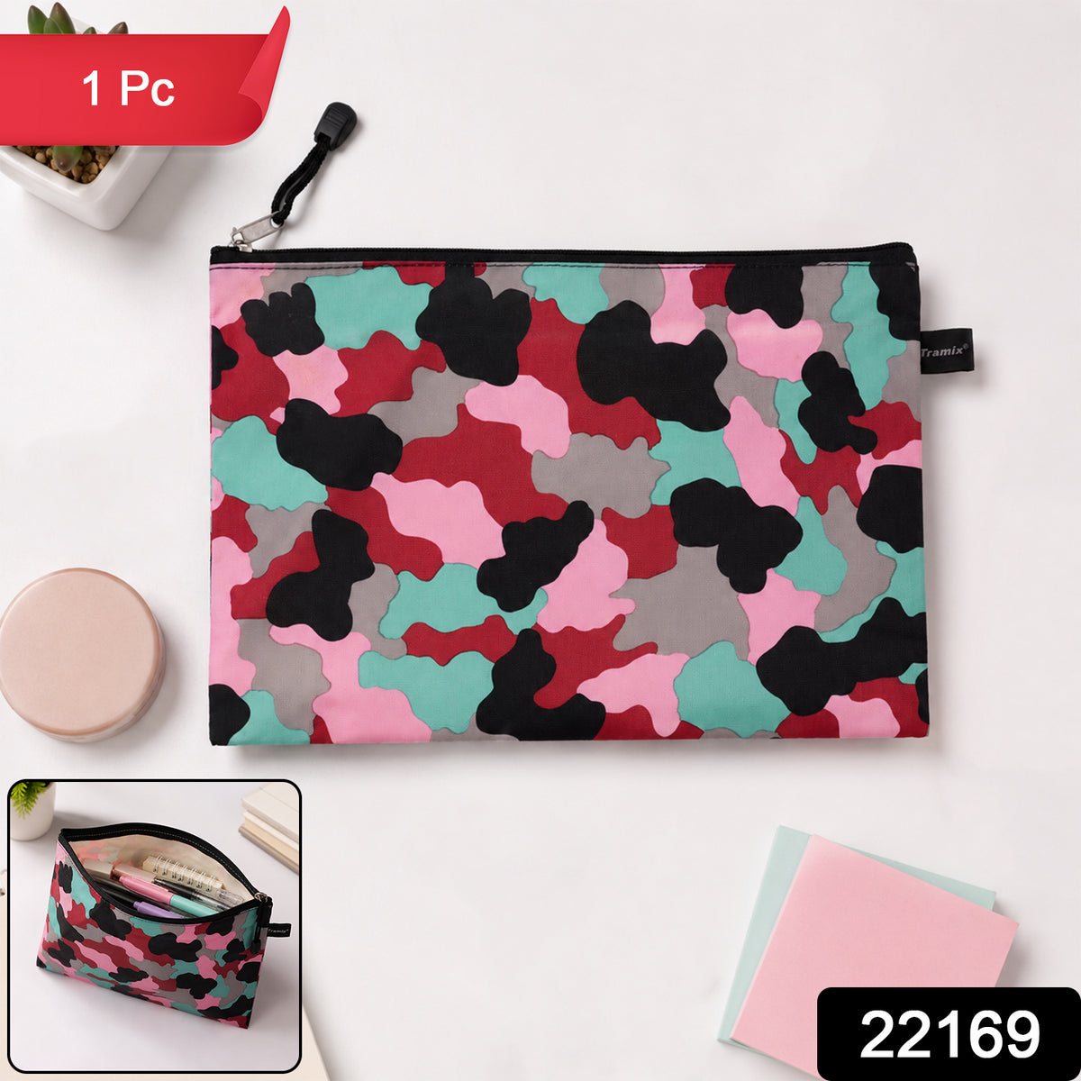 SKU 22169 multipurpose printed zipper pouch one piece