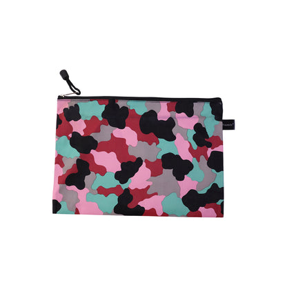 Printed multipurpose zipper pouch on white background