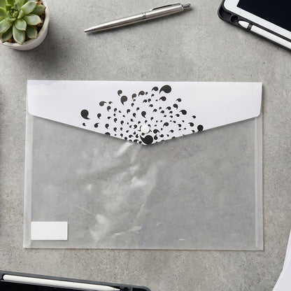 Plastic document file folder displayed on desk