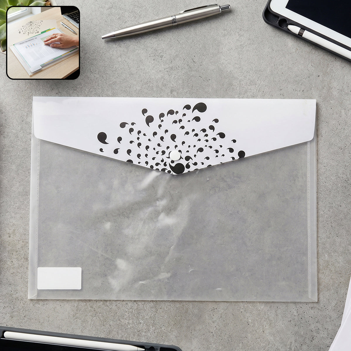Plastic document folder closed front view