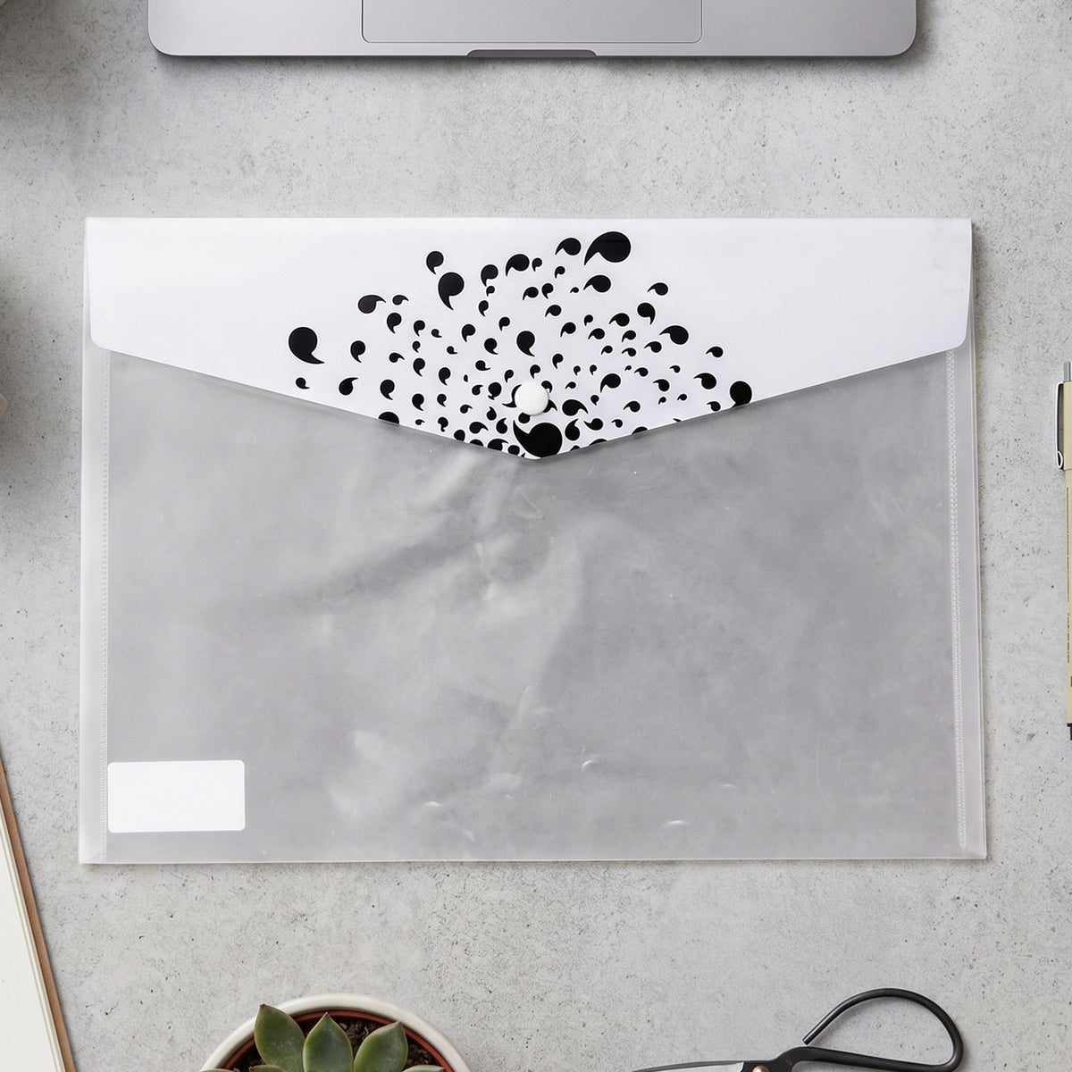 Plastic document folder used for office papers