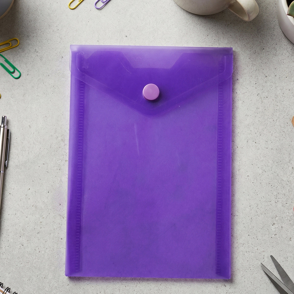 Compact plastic document file folder displayed on desk