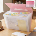 Plastic 13 Pocket Expanding Document Folder with Handle for Office Paper Storage