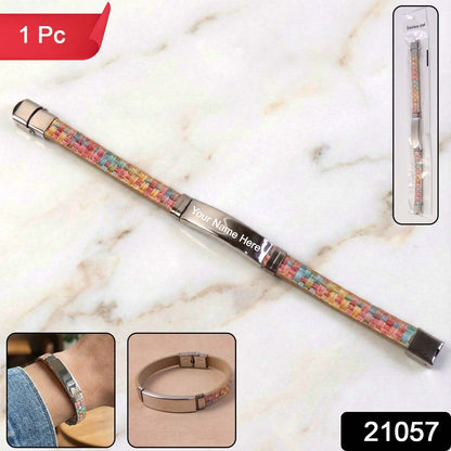 Custom Premium Fancy Wrist Bracelet with Multicolor Woven Design (1 Pc)