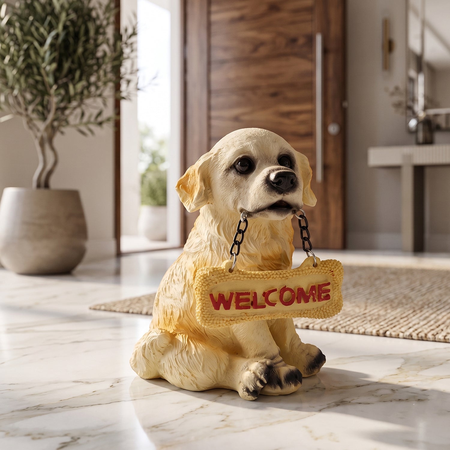 22181 welcome dog statue live