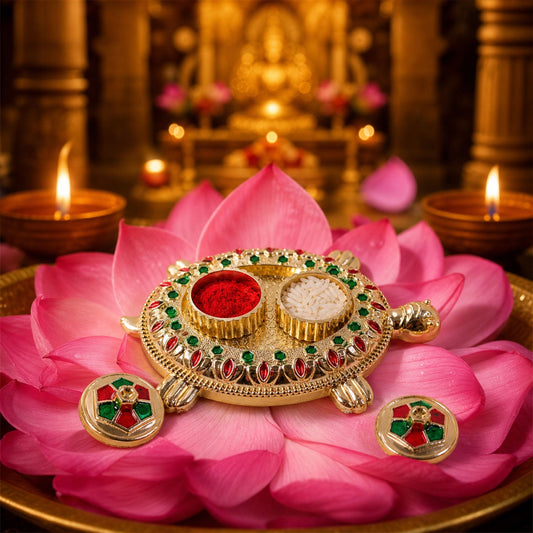 Tortoise shaped kankavati kumkum holder