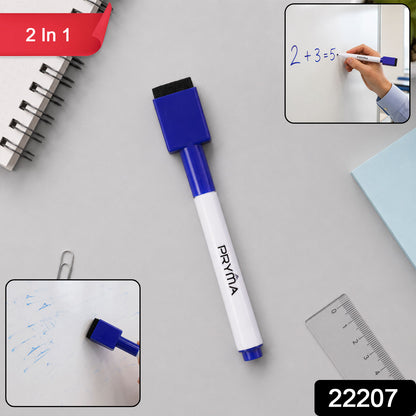 Close-up of 2 in 1 whiteboard marker with built-in eraser cap