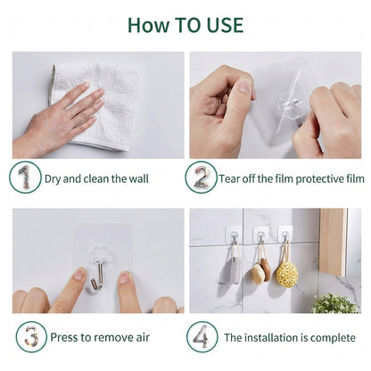 Wall mounted transparent hook detail