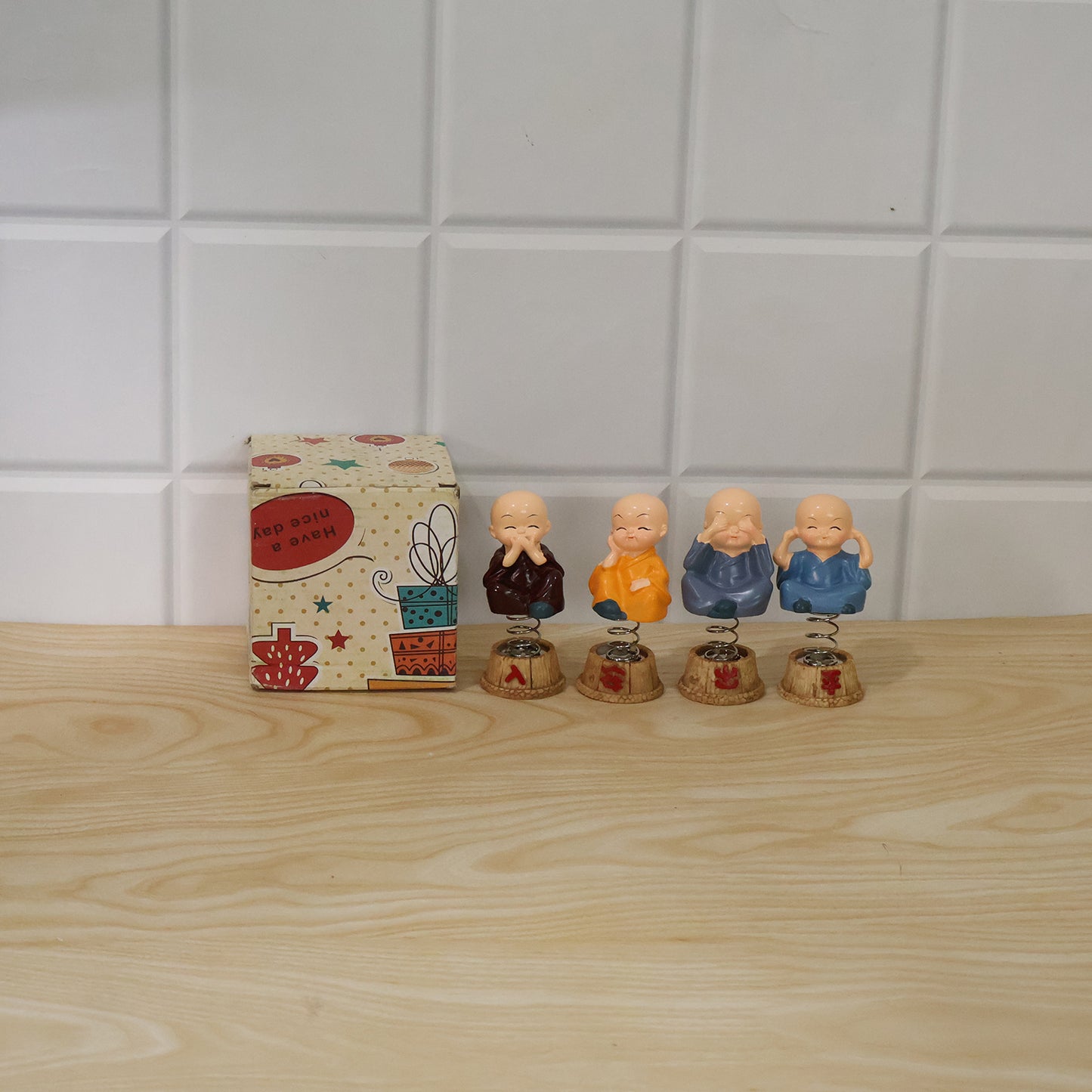 Baby monk Buddha spring bobblehead figurine set - image 8