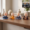 Little Monk Buddha Statue Set for Car Dashboard, Office Desk and Home Decor (4 Pc)