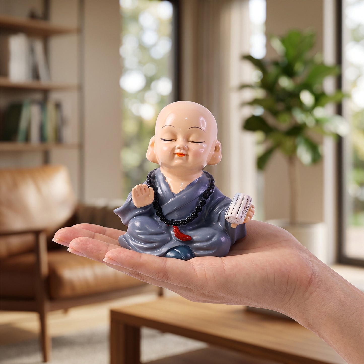 Little monk Buddha decorative statue set - image 3