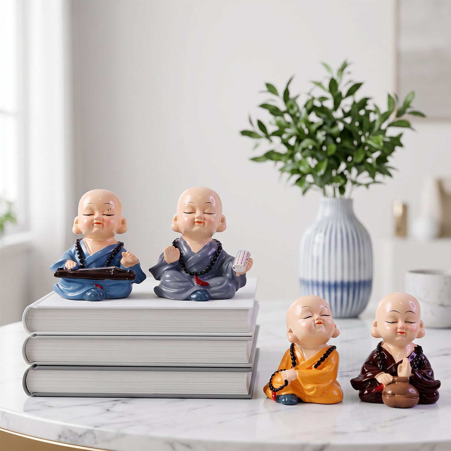 Little monk Buddha decorative statue set - image 7