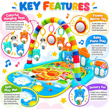 Baby piano activity play gym with hanging toys Baby_Piano_Play_Gym_05_Features