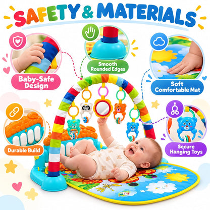 Baby piano activity play gym with hanging toys Baby_Piano_Play_Gym_07_Materials