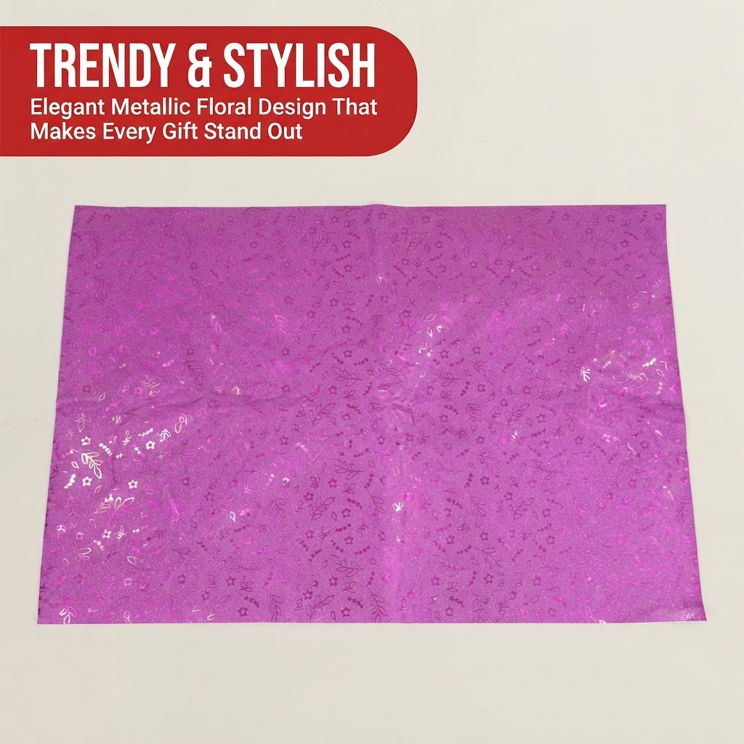 Trendy metallic floral wrapping paper design