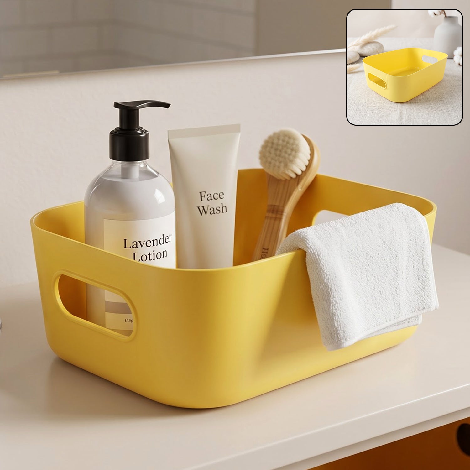 Multipurpose plastic storage basket with side handles
