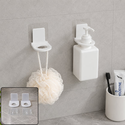Wall mounted shampoo bottle holders in bathroom