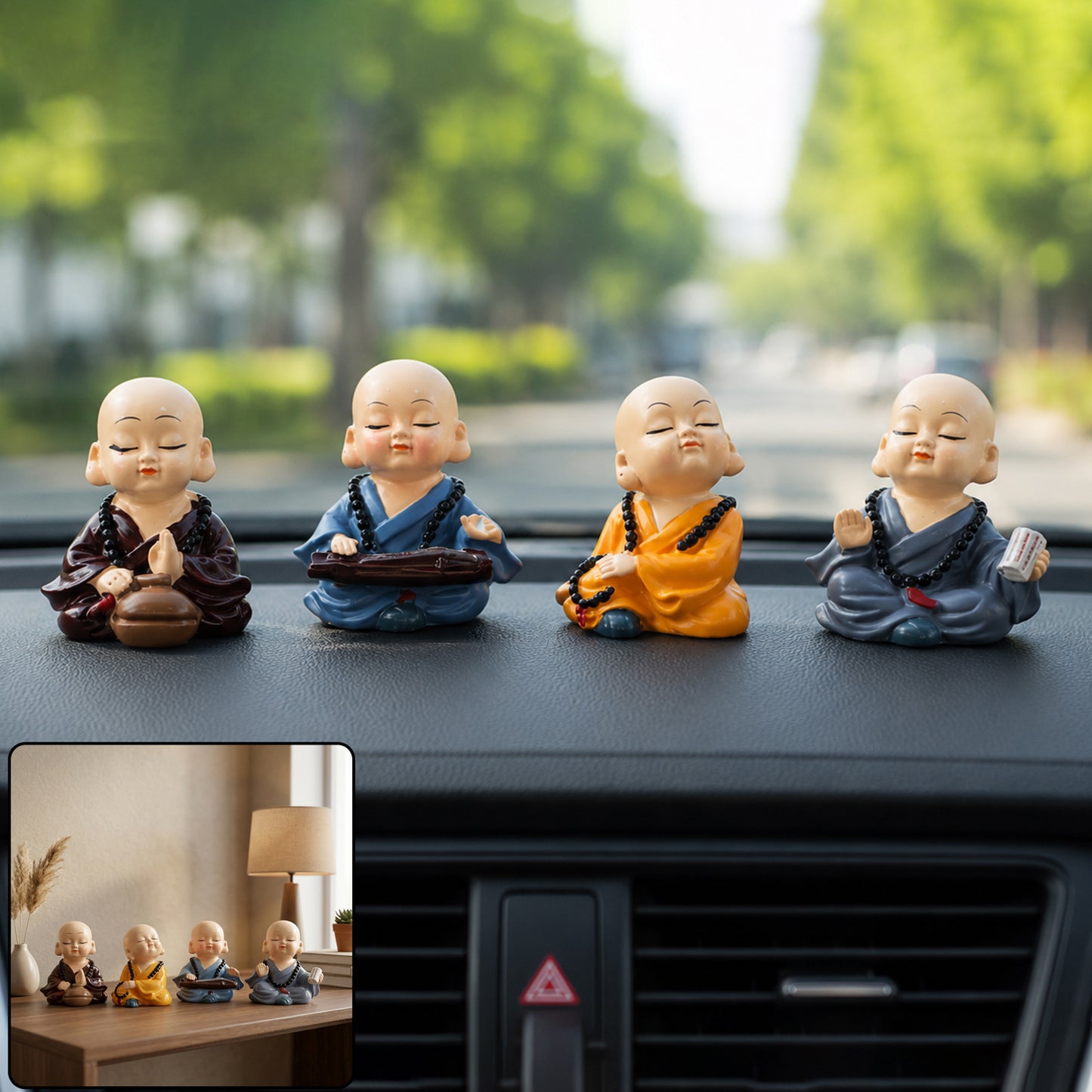 22308 baby monk Buddha figurine set car dashboard hero