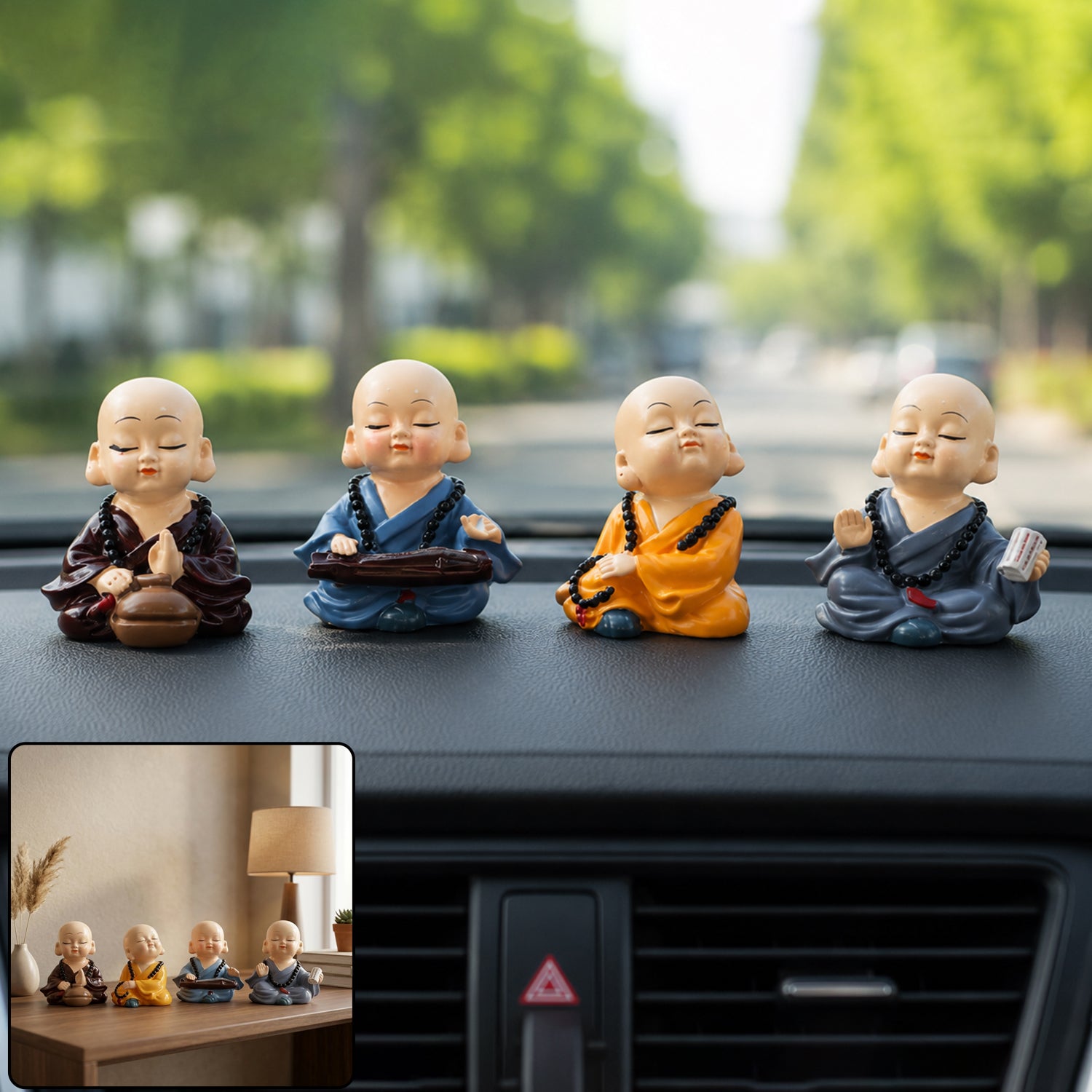 22308 baby monk Buddha figurine set car dashboard hero