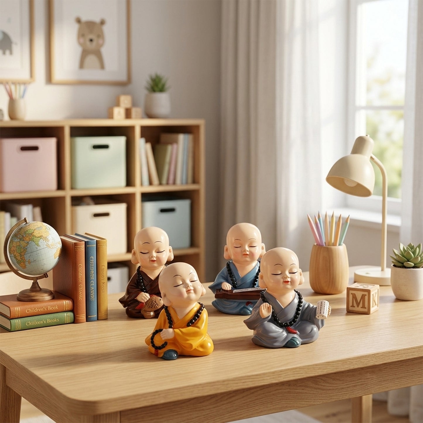baby monk Buddha figurines study table decor