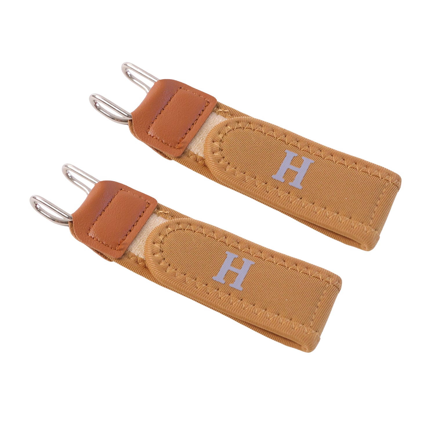 Buckleless elastic waist belt hooks 2-piece white background