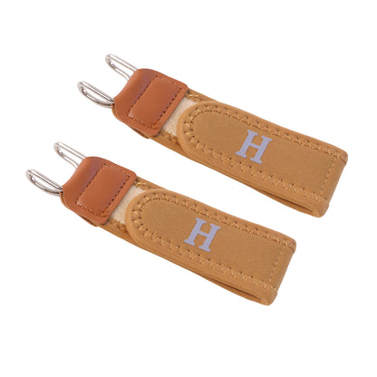 Buckleless elastic waist belt hooks 2-piece white background