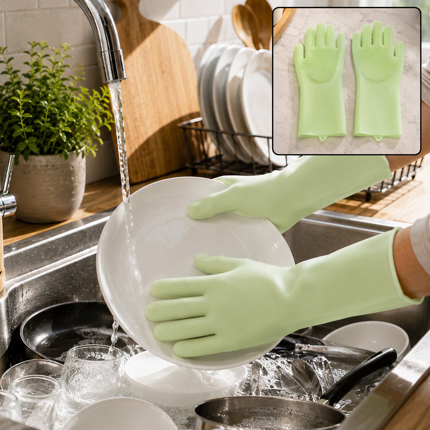 Silicone cleaning gloves washing dishes